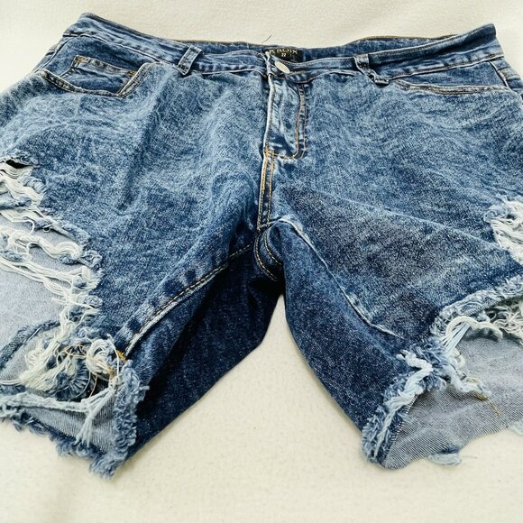 Kroix Jean Shorts Women Plus Size 22 Distressed Torn Ripped Holes Raw Rag Cutoff - Picture 3 of 10